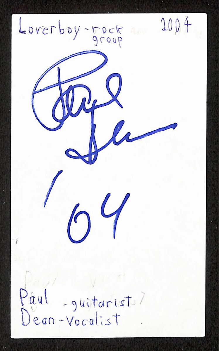 Paul Dean Autographed/Signed 3x5 Index Card Musician JSA BA209551