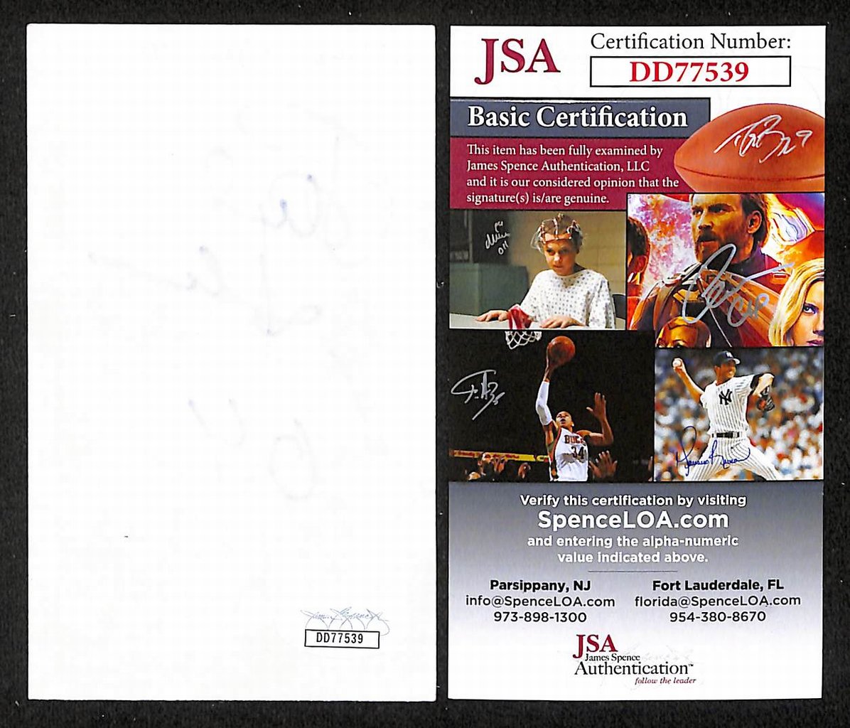 Paul Dean Autographed/Signed 3x5 Index Card Musician JSA BA209551