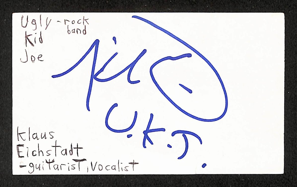 Klaus Eichstadt Autographed/Signed 3x5 Index Card Ugly Kid Joe JSA BA209552
