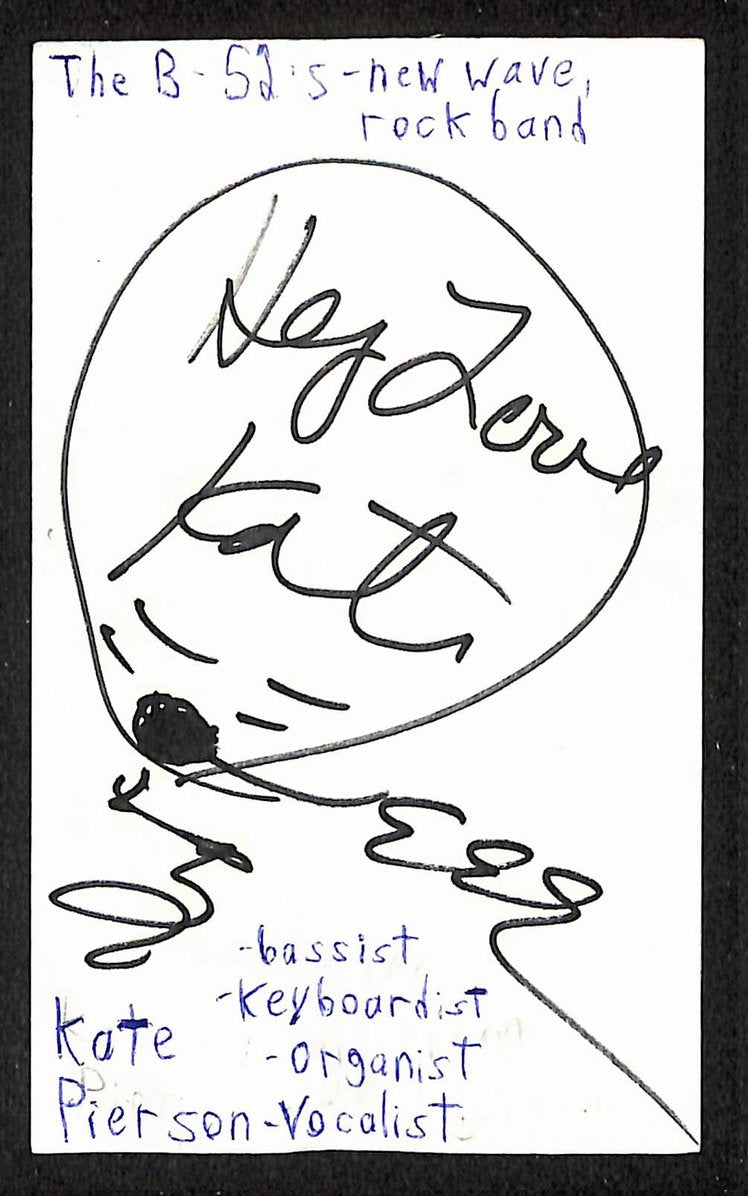 Kate Pierson Autographed/Signed 3x5 Index Card B-52s JSA BA209556