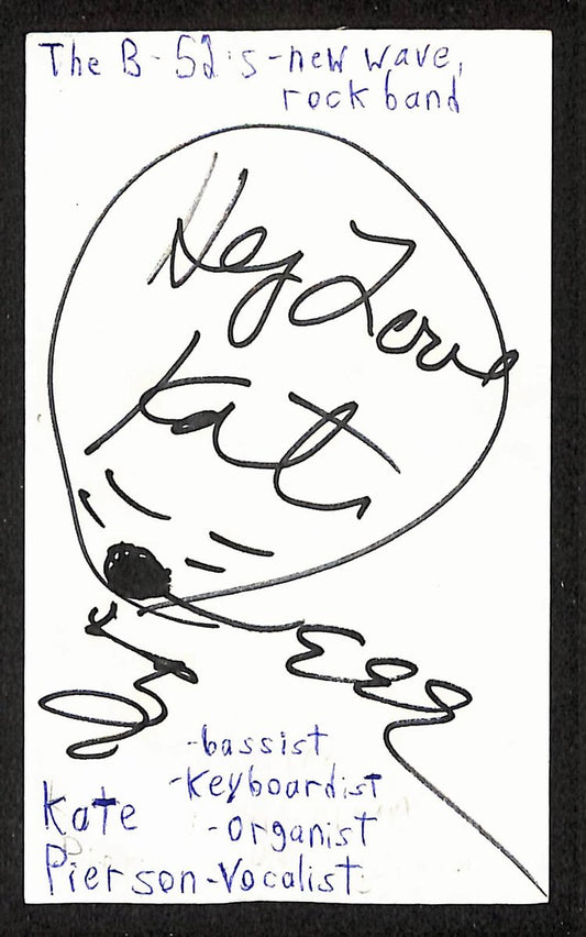 Kate Pierson Autographed/Signed 3x5 Index Card B-52s JSA BA209556