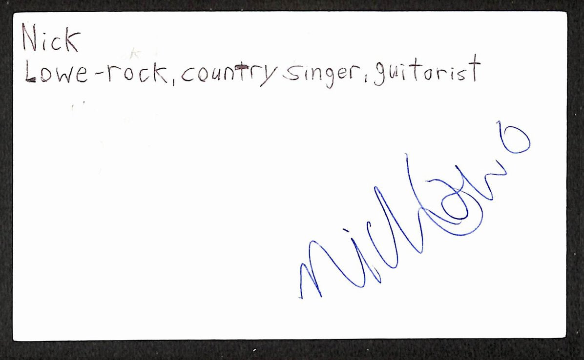 Nick Lowe Autographed/Signed 3x5 Index Card Musician JSA BA209557