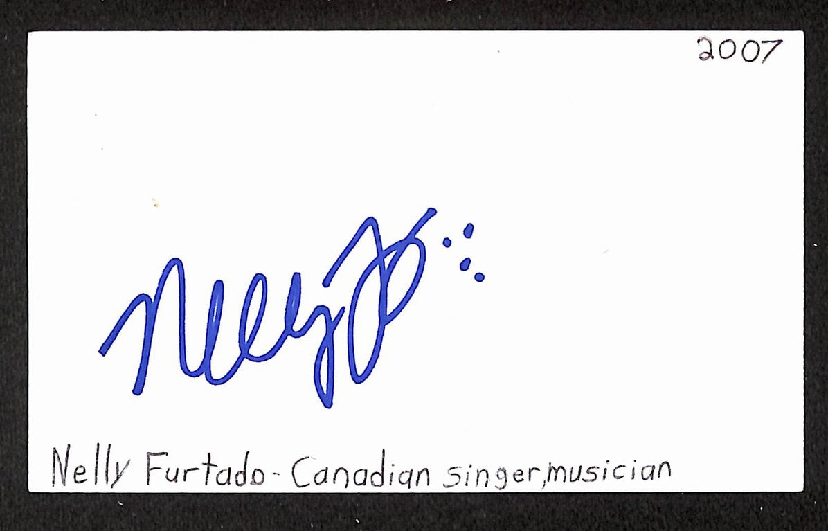Nelly Furtado Autographed/Signed 3x5 Index Card Singer Songwriter JSA BA209558