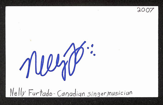 Nelly Furtado Autographed/Signed 3x5 Index Card Singer Songwriter JSA BA209558