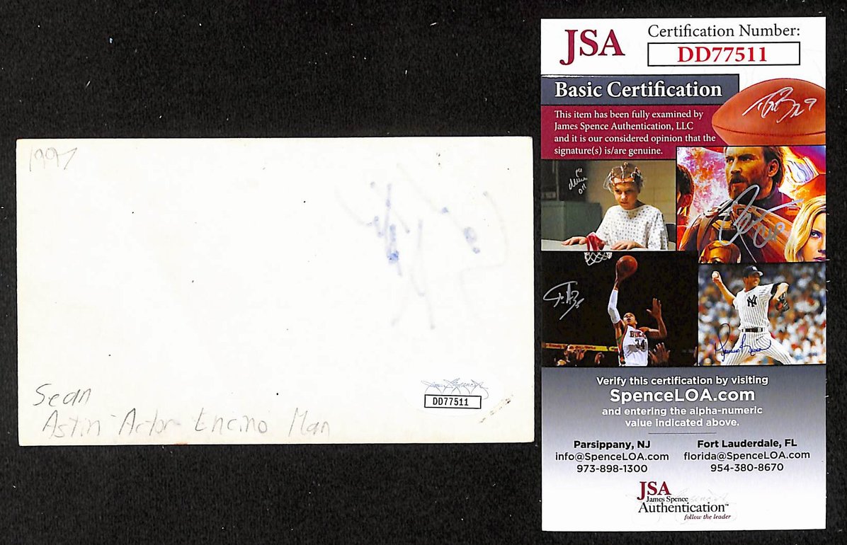 Sean Astin Autographed/Signed 3x5 Index Card Goonies JSA BA209563