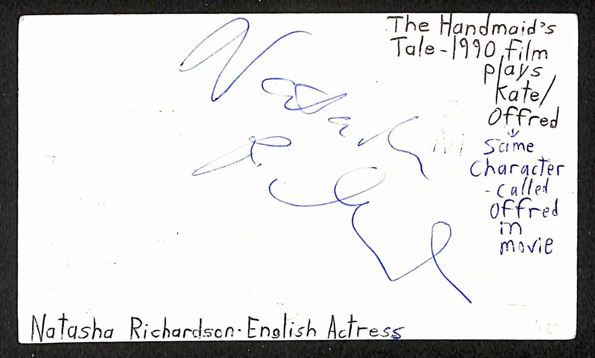Natasha Richardson Autographed/Signed 3x5 Index Card Actress JSA BA209564