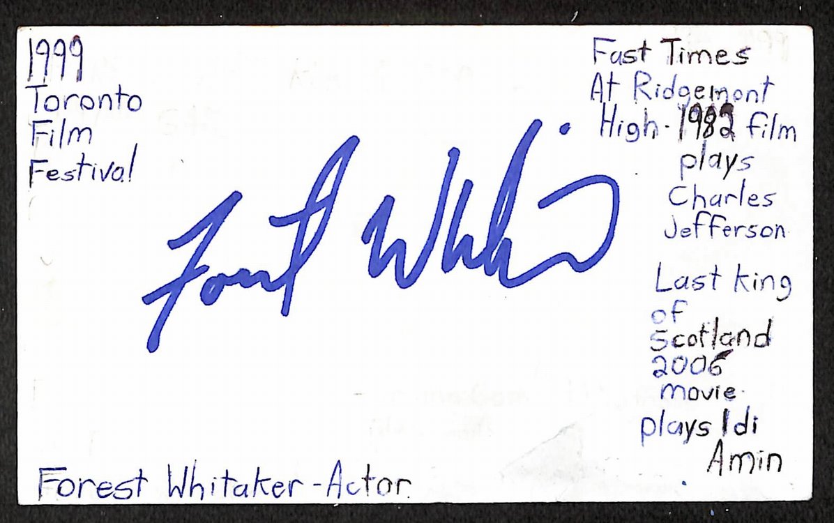 Forest Whitaker Autographed/Signed 3x5 Index Card Black Panther JSA BA209566