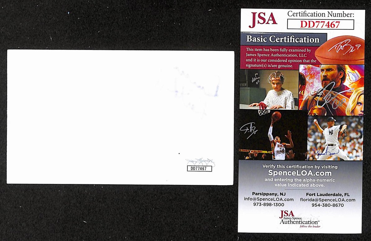 Duncan Keith HOF Autographed/Signed 3x5 Index Card Blackhawks JSA BA209567