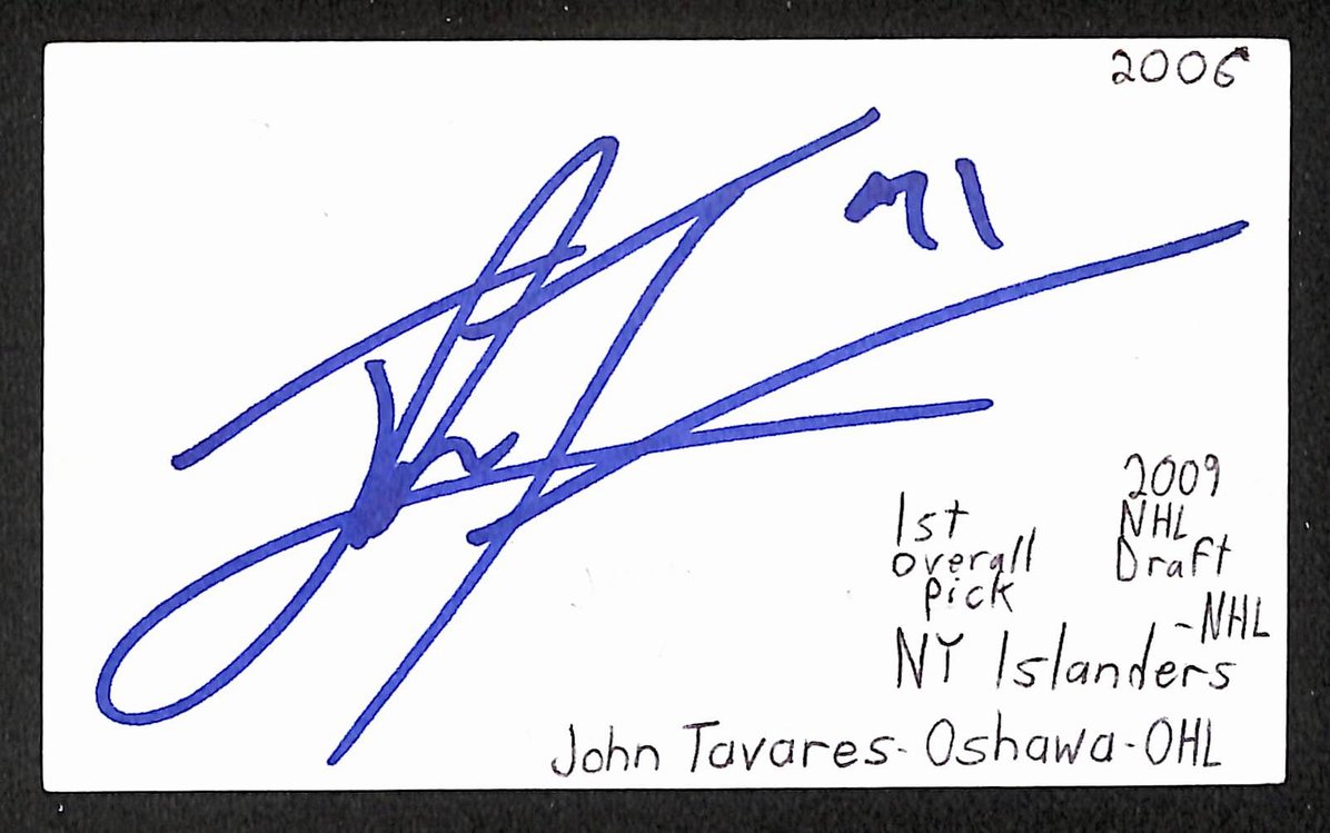 John Tavares Autographed/Signed 3x5 Index Card Islanders JSA BA209569