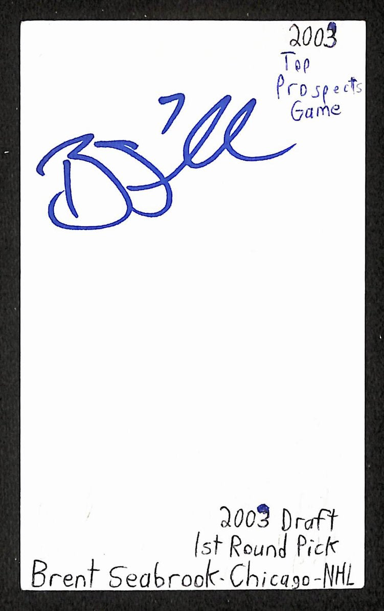 Brent Seabrook Autographed/Signed 3x5 Index Card Blackhawks JSA BA209570