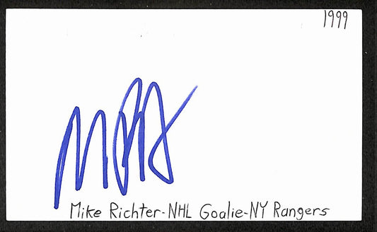 Mike Richter HOF Autographed/Signed 3x5 Index Card Rangers JSA BA209572
