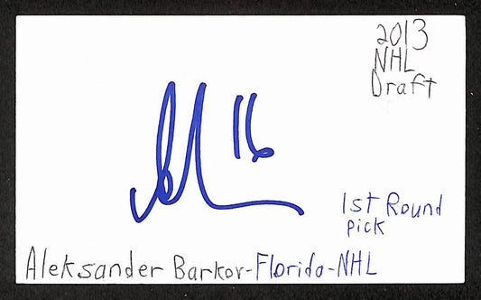 Aleksander Barkov Autographed/Signed 3x5 Index Card Panthers JSA BA209573