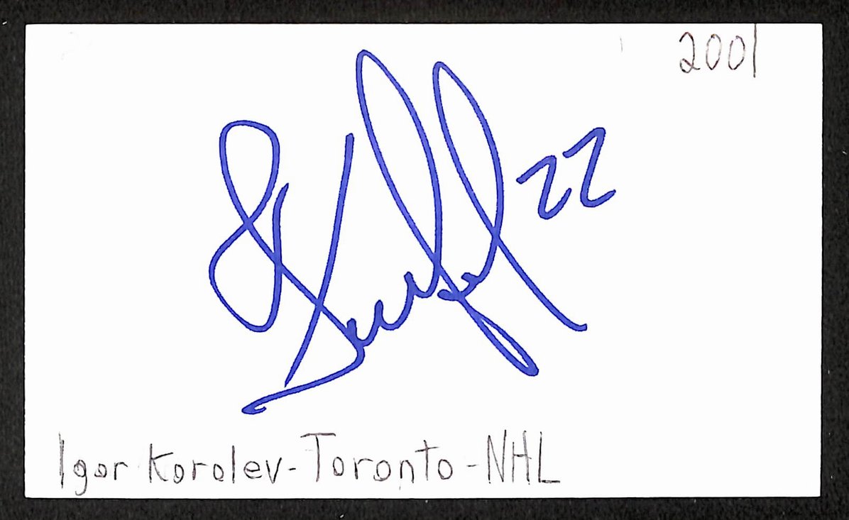 Igor Korolev Autographed/Signed 3x5 Index Card Maple Leafs JSA BA209574
