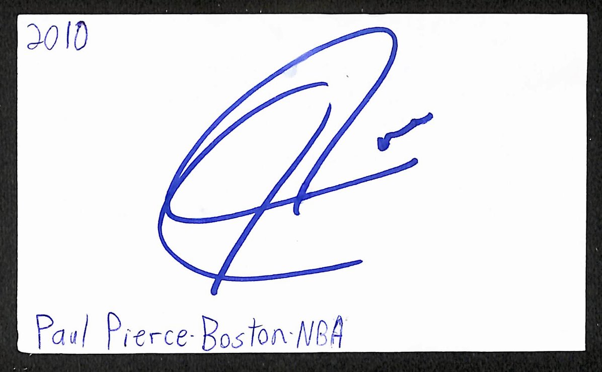 Paul Pierce HOF Autographed/Signed 3x5 Index Card Celtics JSA BA209577