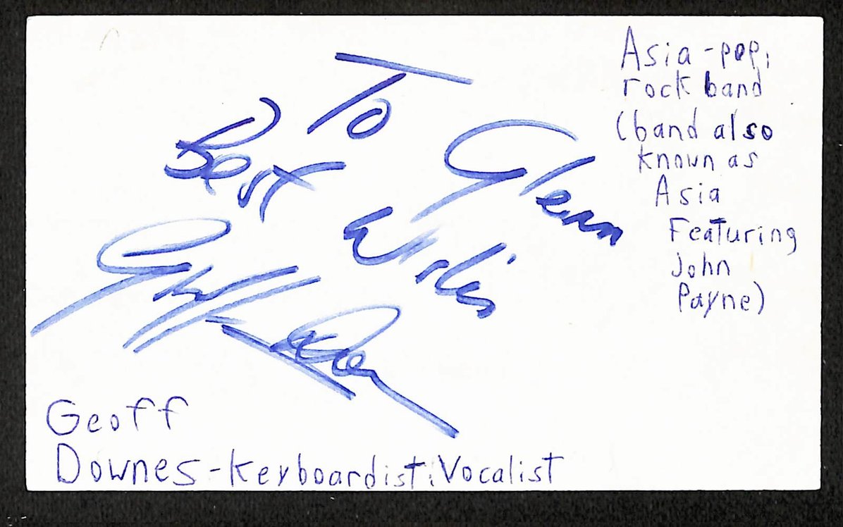 Geoff Downes Autographed/Signed 3x5 Index Card Musician JSA BA209578