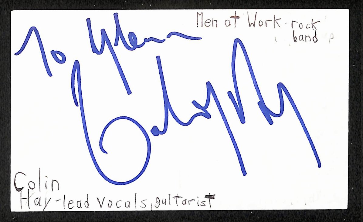 Colin Hay Autographed/Signed 3x5 Index Card Men at Work JSA BA209579