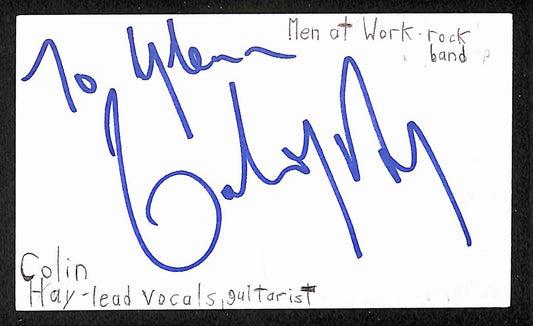Colin Hay Autographed/Signed 3x5 Index Card Men at Work JSA BA209579