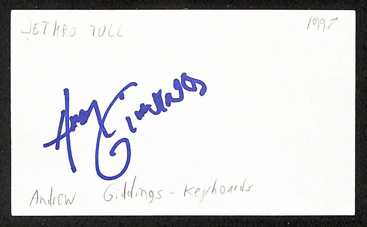 Andrew Giddings Autographed/Signed 3x5 Index Card Jethro Tull JSA BA209580