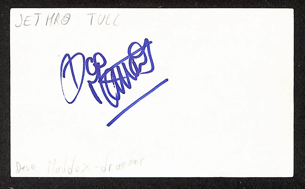 David Maddox Autographed/Signed 3x5 Index Card Drummer JSA BA209581