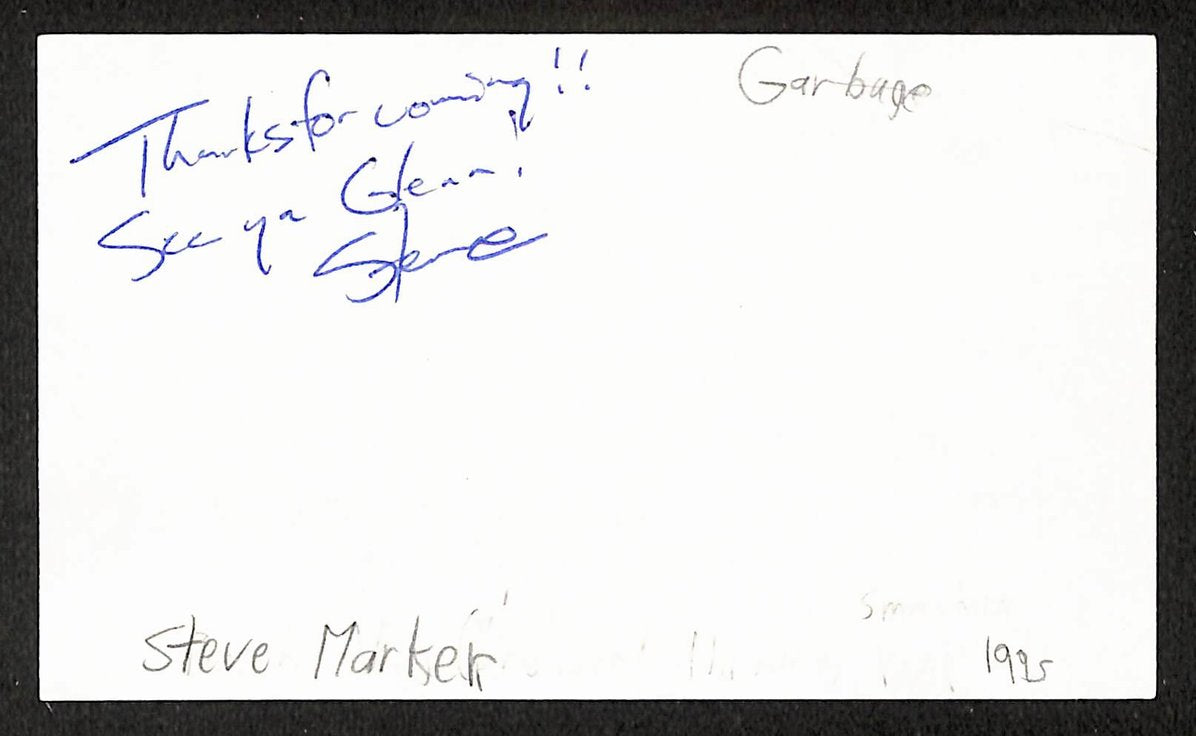 Steve Marker Autographed/Signed 3x5 Index Card Garbage JSA BA209586