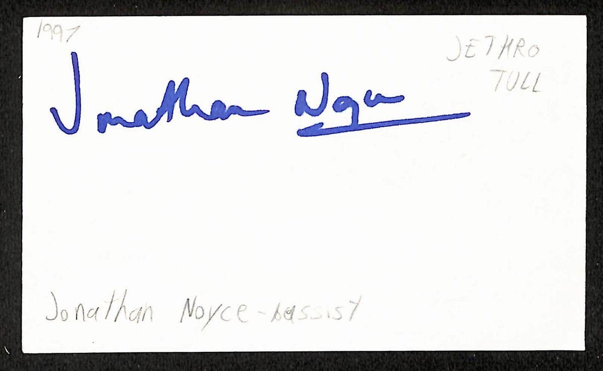 Jonathan Noyce Autographed/Signed 3x5 Index Card Jethro Tull JSA BA209587