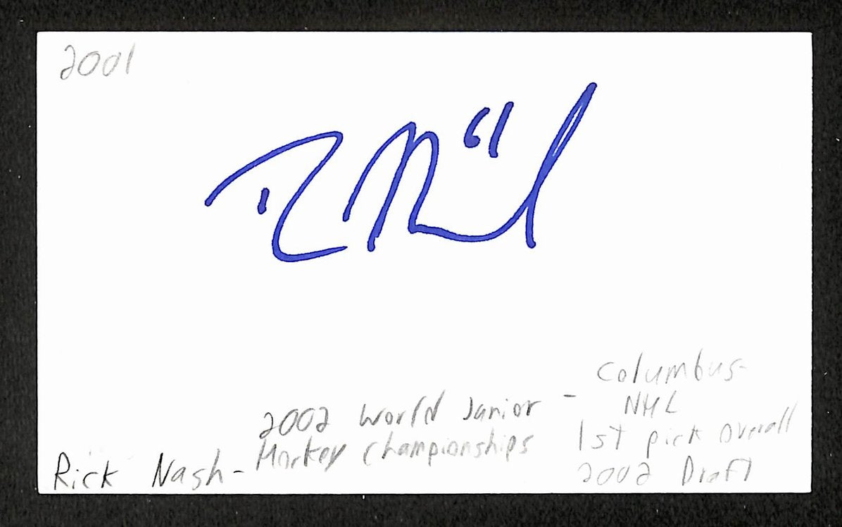 Rick Nash Autographed/Signed 3x5 Index Card Blue Jackets JSA BA209590