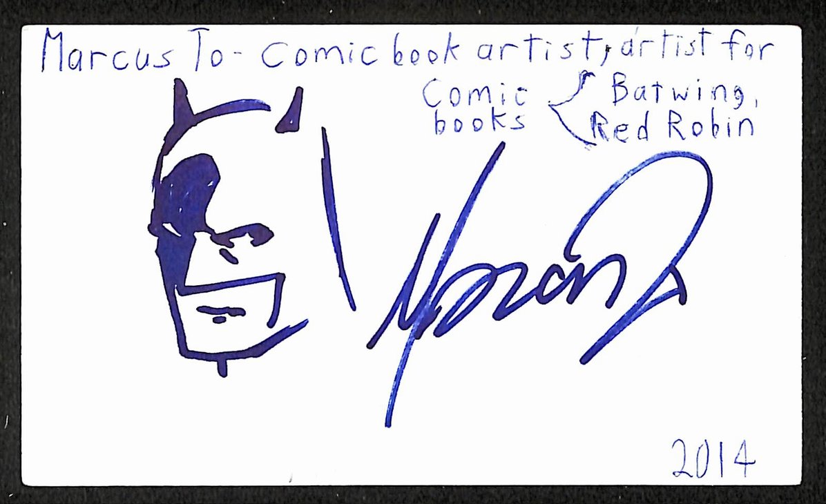 Marcus To Autographed/Signed 3x5 Index Card Comic Book Artist  JSA BA209592