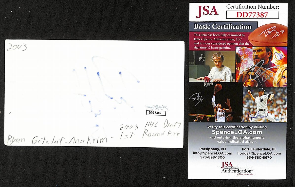 Ryan Getzlaf Autographed/Signed 3x5 Index Card Ducks JSA BA209593