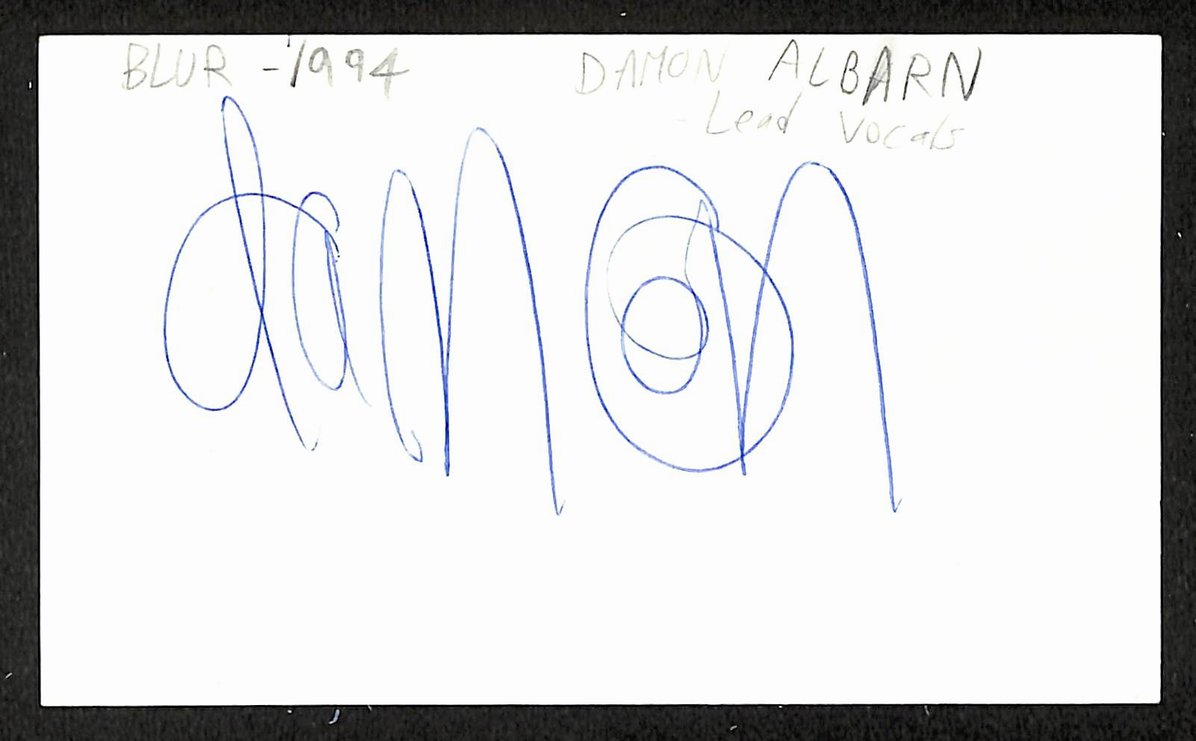 Damon Albarn Autographed/Signed 3x5 Index Card Gorillaz JSA BA209599