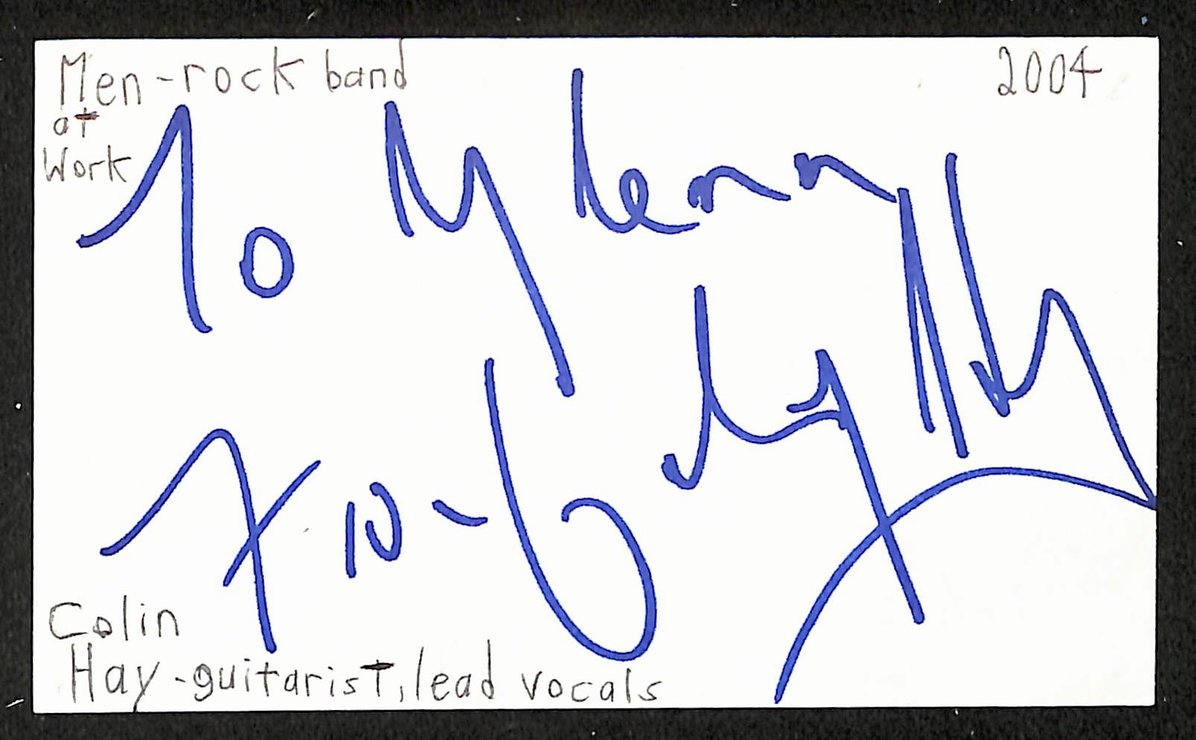 Colin Hay Autographed/Signed 3x5 Index Card Men at Work JSA BA209602