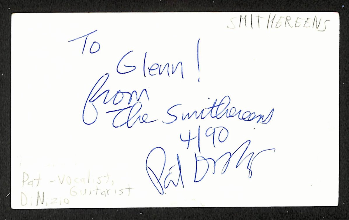 Pat DiNizio Autographed/Signed 3x5 Index Card The Smithereens JSA BA209604