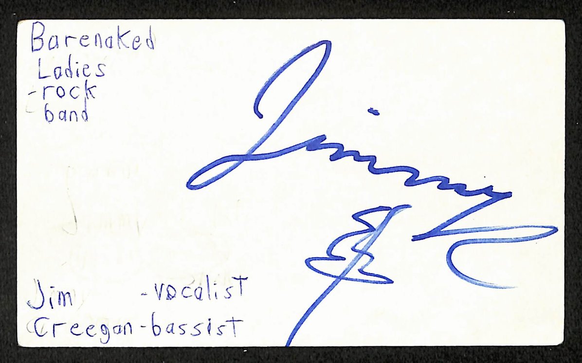 Jim Creeggan Autographed/Signed 3x5 Index Card Barenaked Ladies JSA BA209605