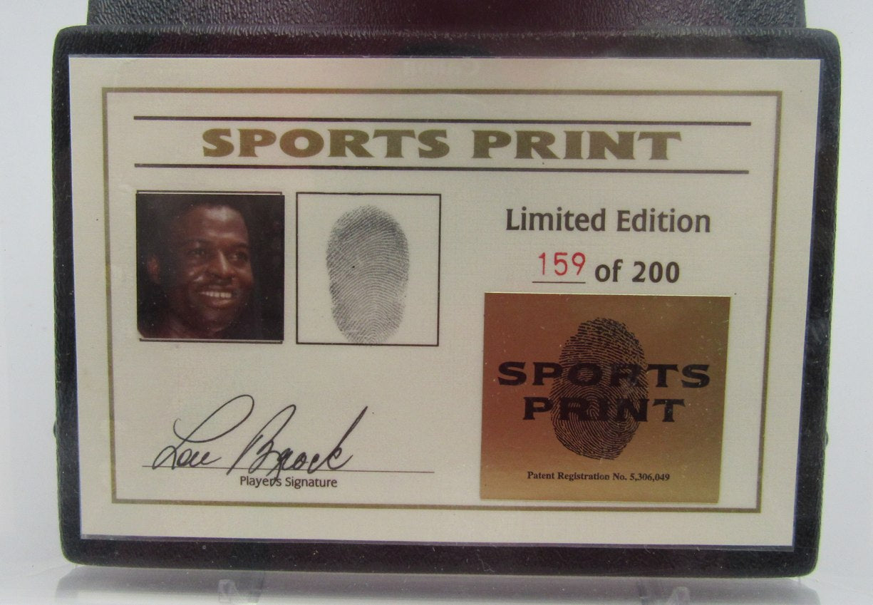 Lou Brock HOF Signed/Thumbprint Baseball Sports Print 159/200 BAS 208116