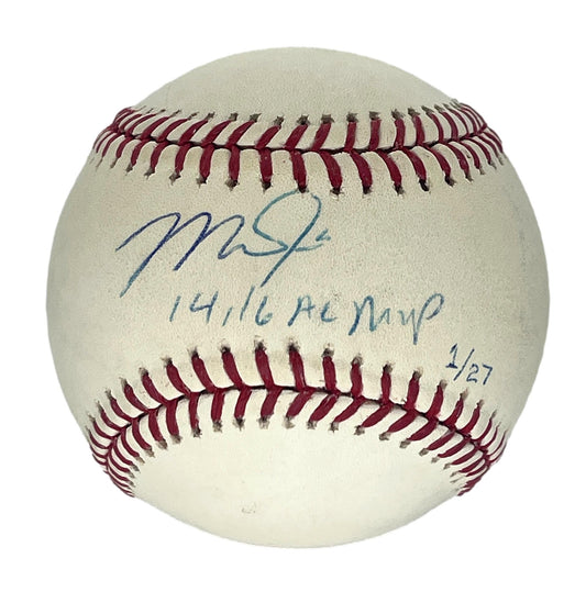 Mike Trout Angels Signed & Insc 14,16 MVP Baseball #1/27 MLB Steiner 196504