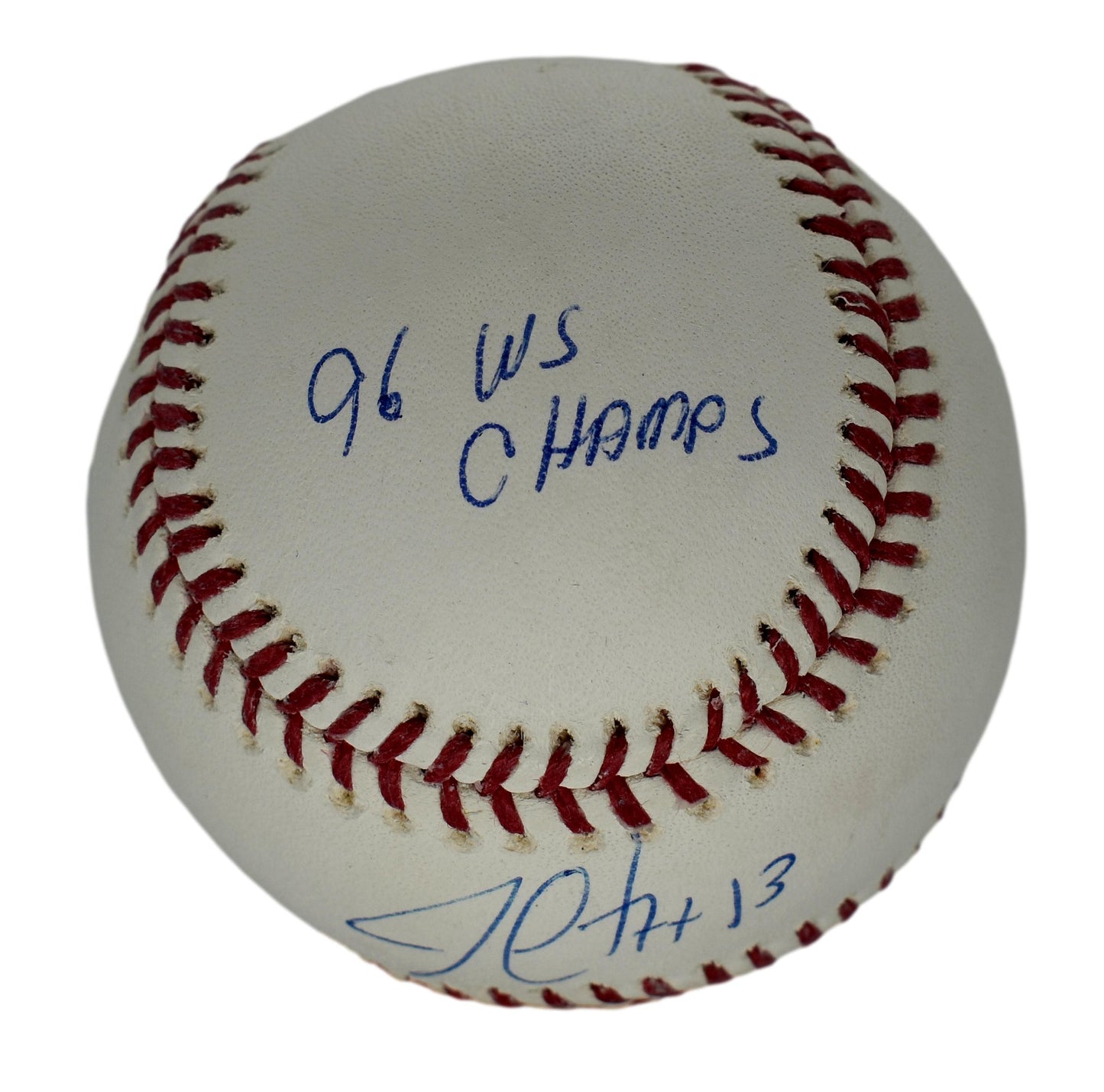 Jim Leyritz Yankees Signed & Insc 96 WS Champs Baseball MLB Steiner 209612