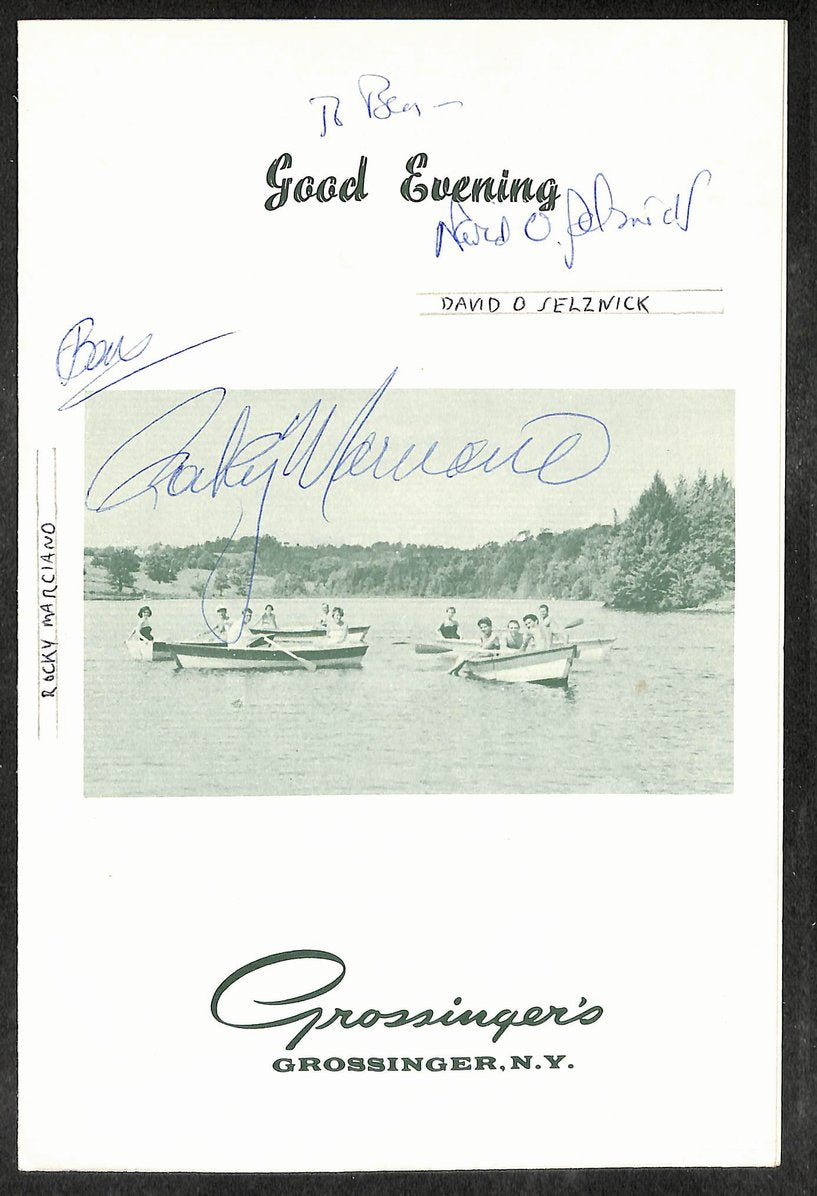 Rocky Marciano & David Selznick Signed/Autographed 6x10 Dinner Menu JSA 209681