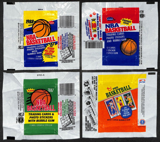 Lot of (4) 1980-81, 1986, 1987 & 1988 Topps/Fleer NBA Pack Wrappers 209641