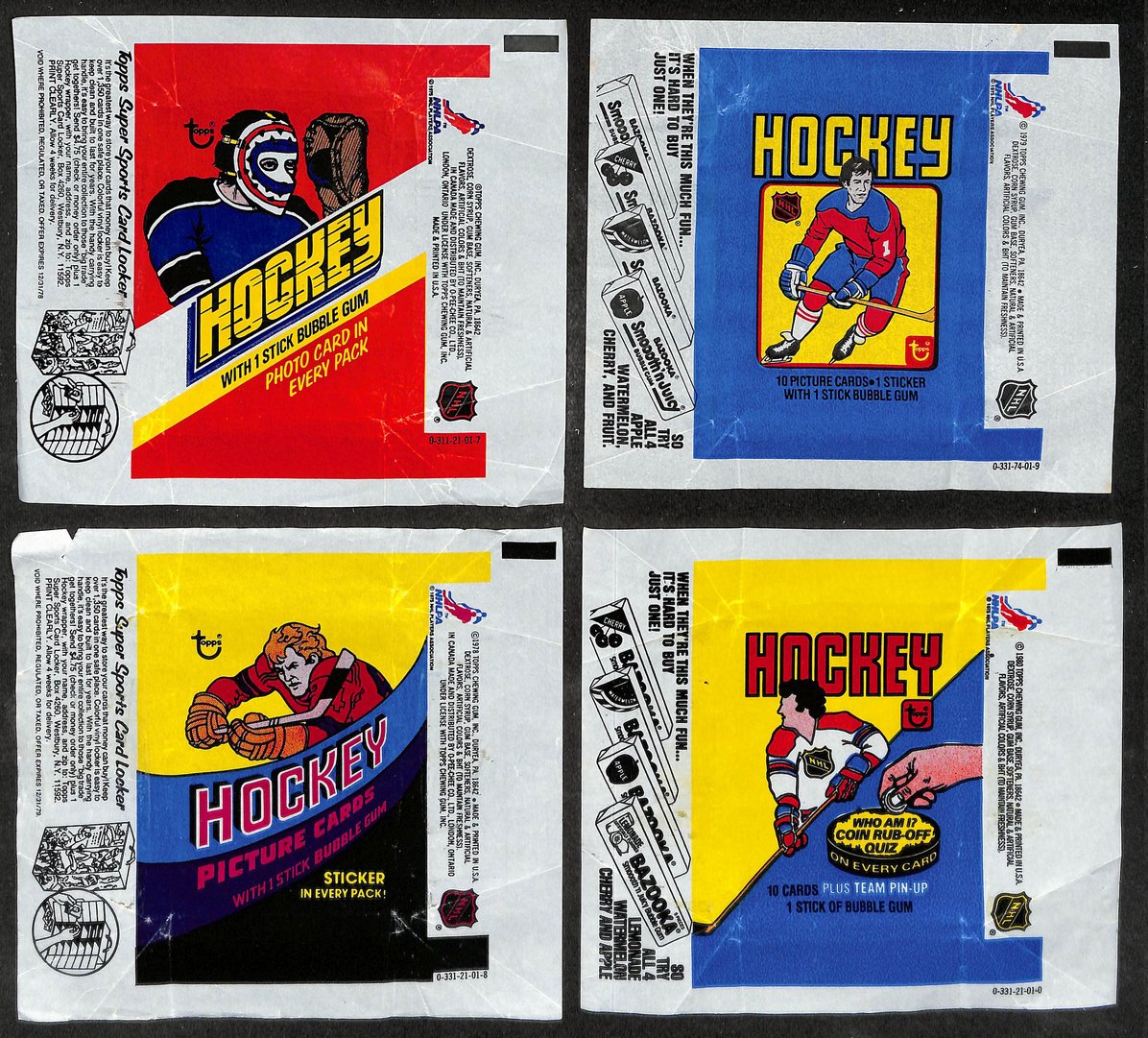 Lot of (4) 1977, 1978, 1979 & 1980-81 Topps NHL Hockey Wax Pack Wrappers 656