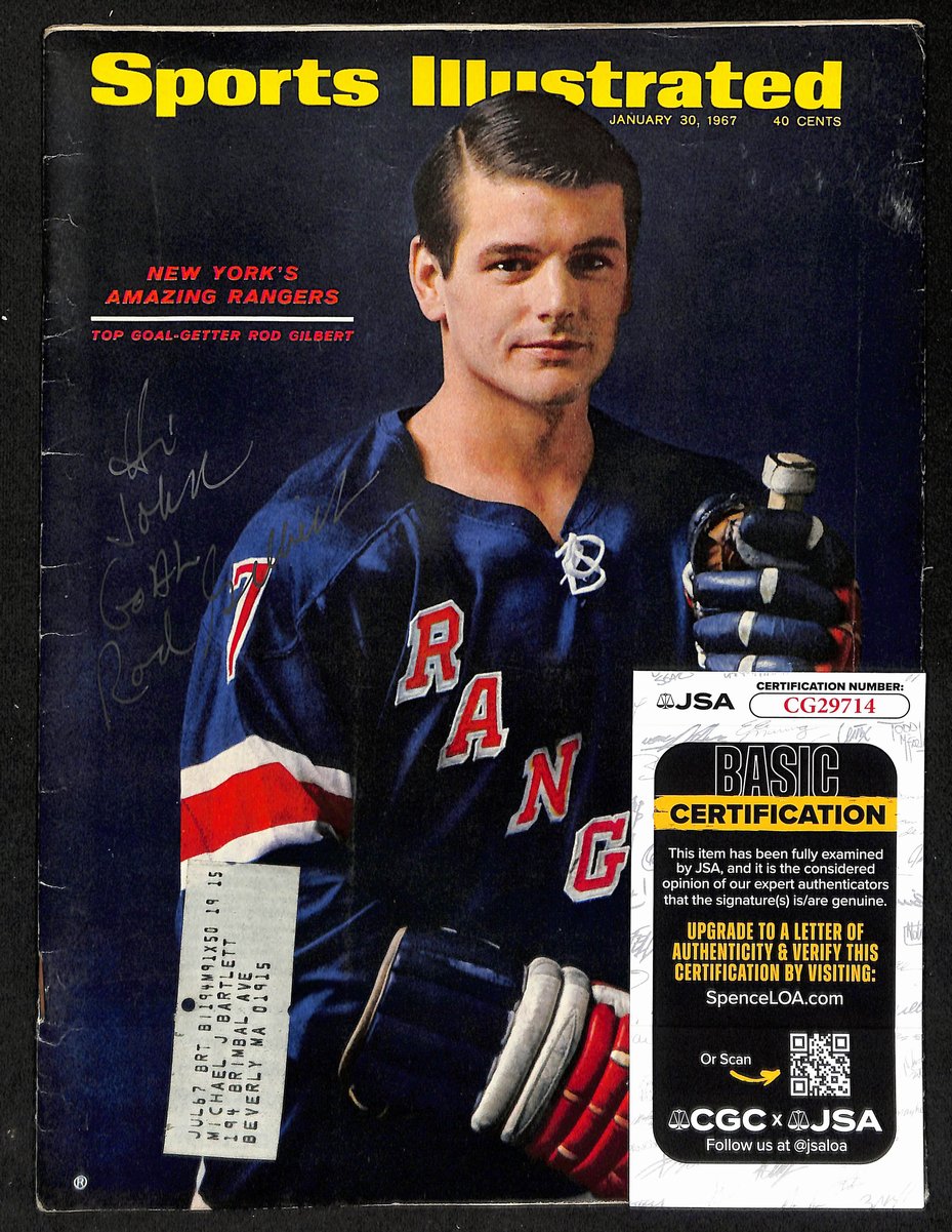 Rod Gilbert Signed 1967 Sports Illustrated Magazine Rangers JSA 198032