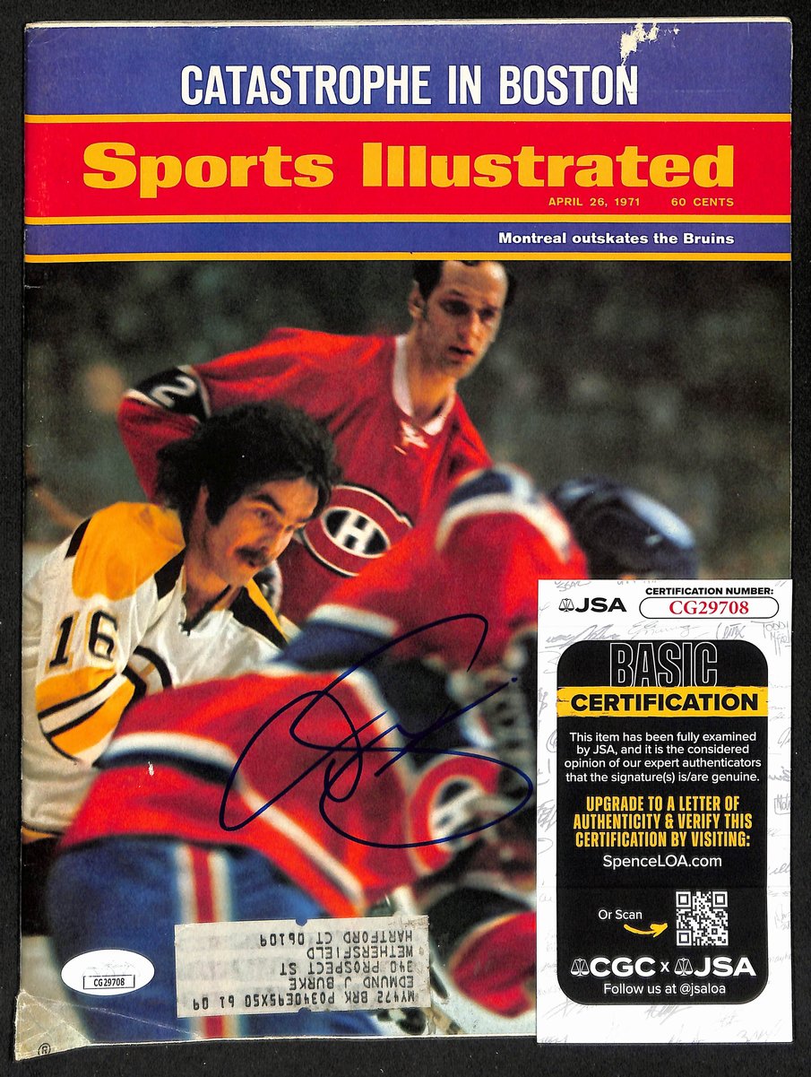 Derek Sanderson Signed 1971 Sports Illustrated Magazine Bruins JSA 198038