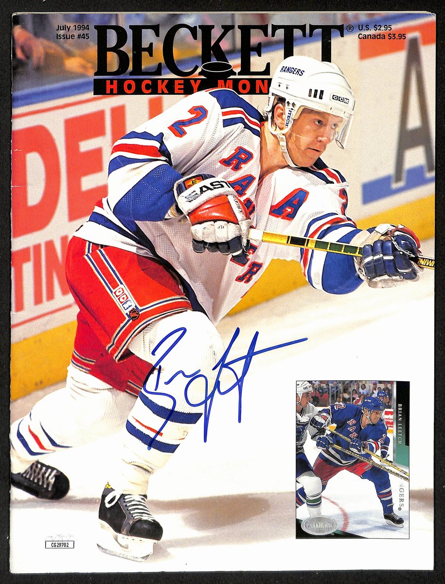 Brian Leetch HOF Signed/Autographed 1994 Beckett Magazine Rangers JSA 198044