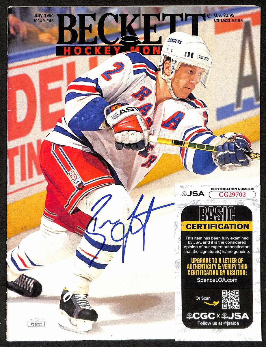 Brian Leetch HOF Signed/Autographed 1994 Beckett Magazine Rangers JSA 198044