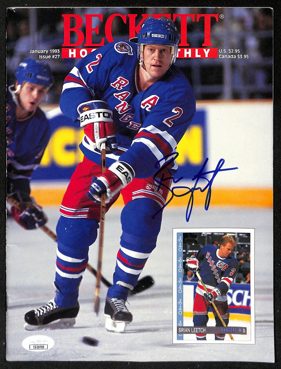 Brian Leetch HOF Signed/Autographed 1993 Beckett Magazine Rangers JSA 198046