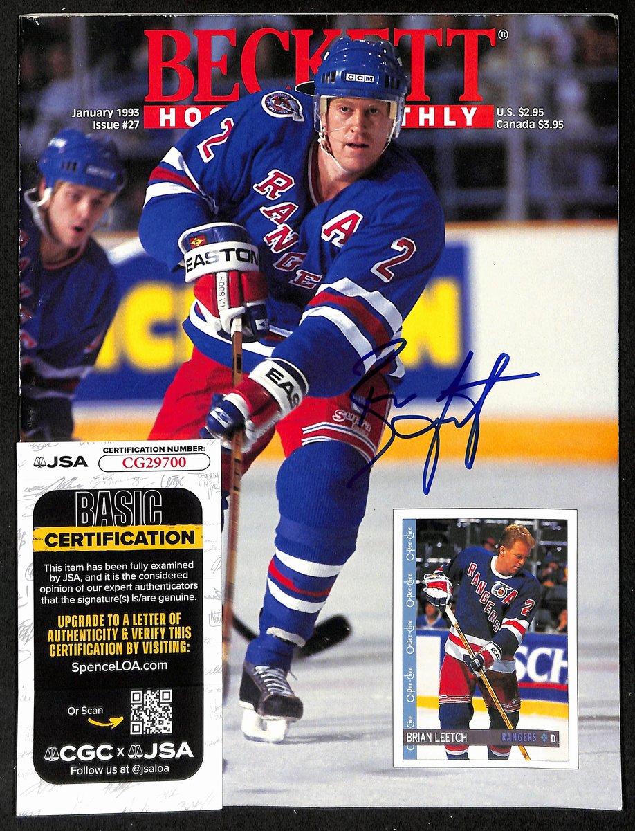 Brian Leetch HOF Signed/Autographed 1993 Beckett Magazine Rangers JSA 198046