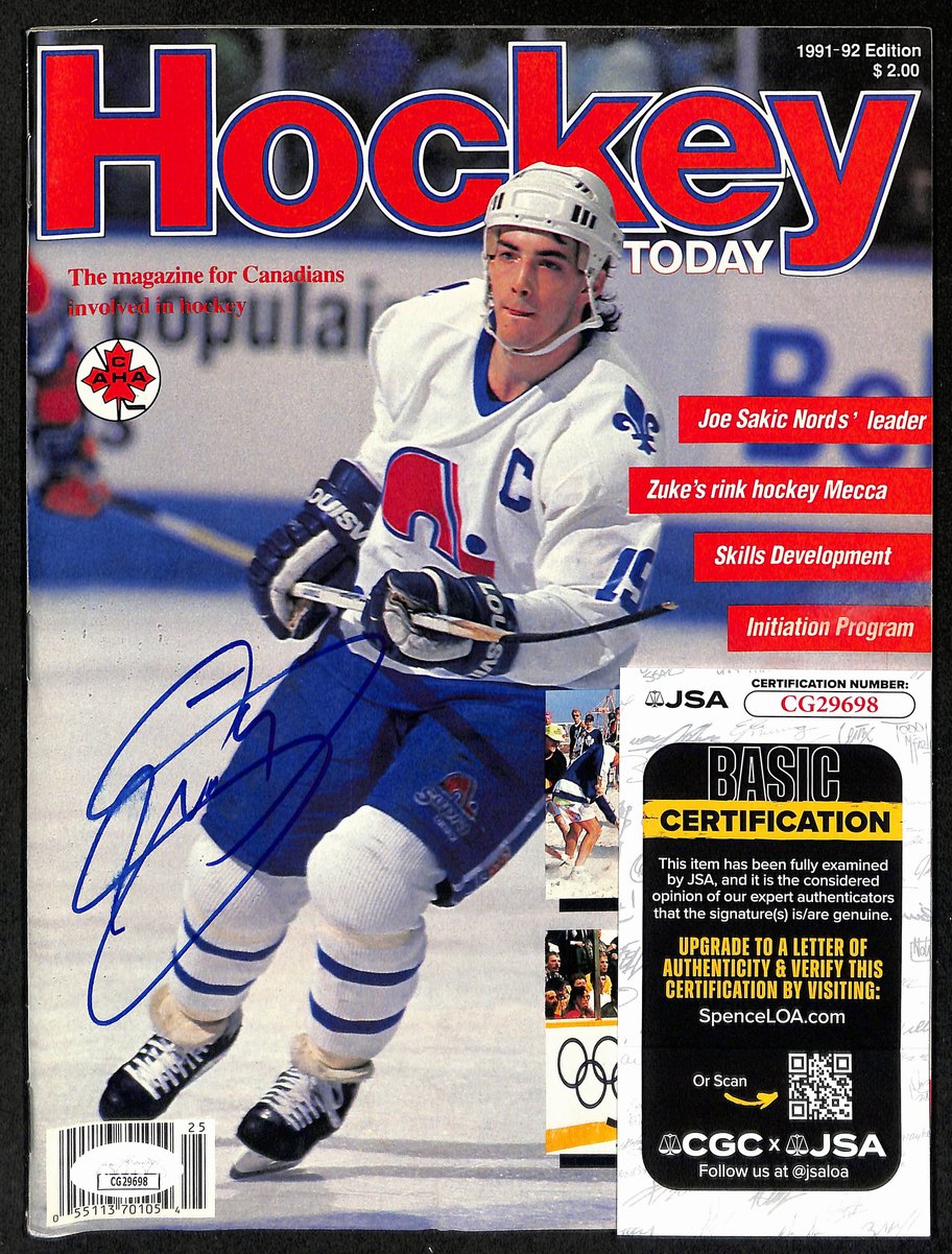 Joe Sakic HOF Signed/Autographed 1991-92 Hockey Today Magazine  JSA 198048