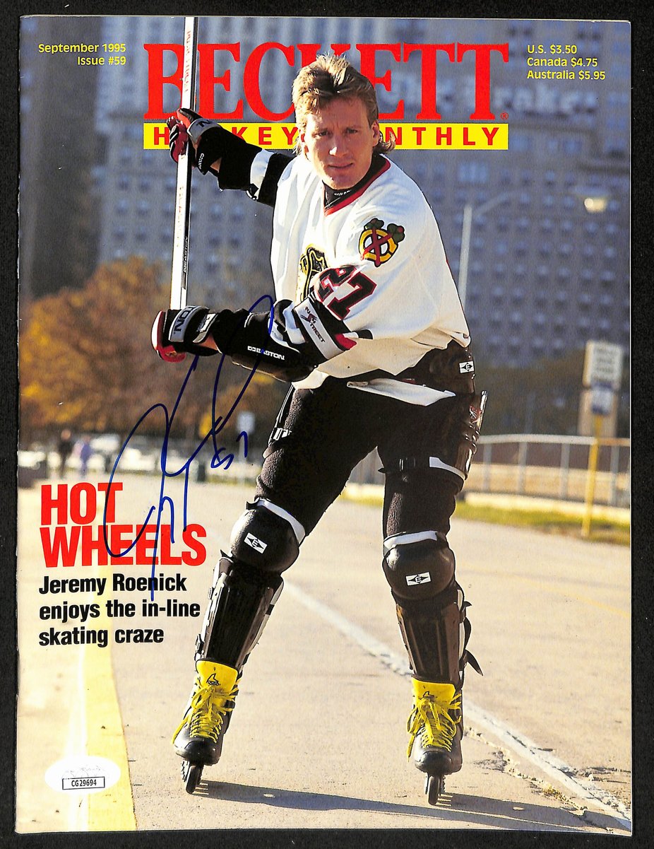 Jeremy Roenick HOF Signed 1995 Beckett Magazine Blackhawks JSA 198052