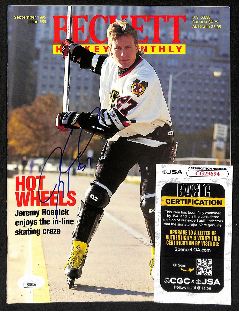 Jeremy Roenick HOF Signed 1995 Beckett Magazine Blackhawks JSA 198052