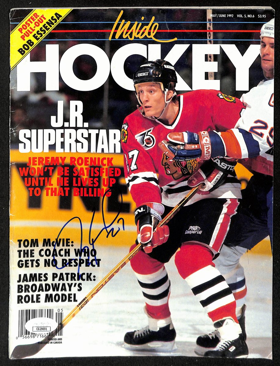 Jeremy Roenick HOF Signed 1992 Inside Hockey Magazine Blackhawks JSA 198055