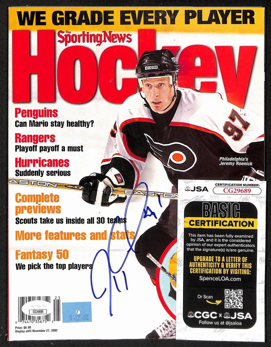 Jeremy Roenick HOF Signed 2002 Sporting News Hockey Magazine Flyers JSA 198057