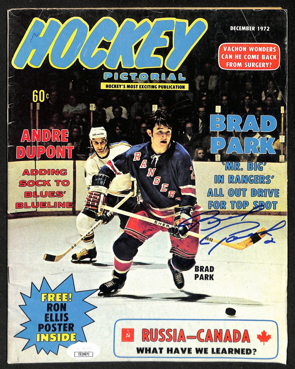 Brad Park HOF Signed 1972 Hockey Pictorial Magazine Rangers JSA BA198075